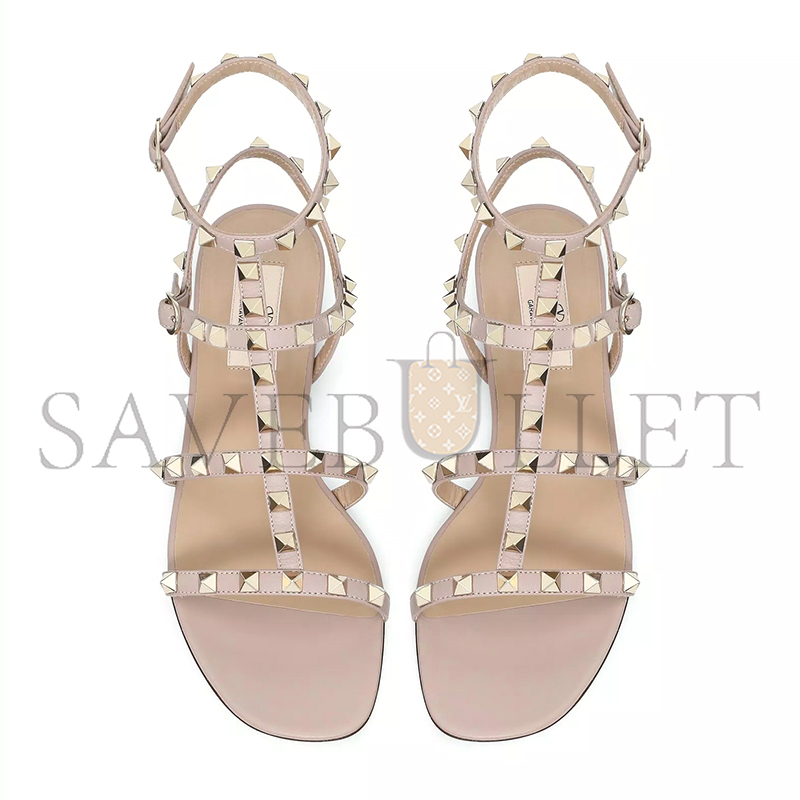VALENTINO ROCKSTUD FLAT CALFSKIN SANDAL WITH STRAPS 5W2S0A05VOD_P45