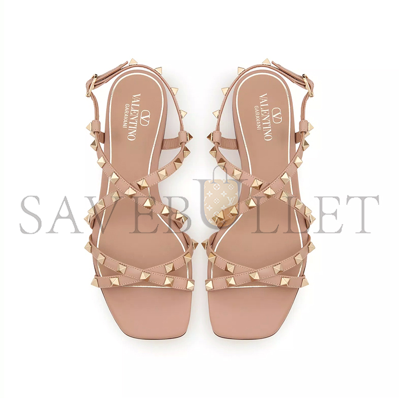 VALENTINO CALFSKIN ROCKSTUD SANDAL WITH STRAPS 5W2S0HR8VOD_GF9