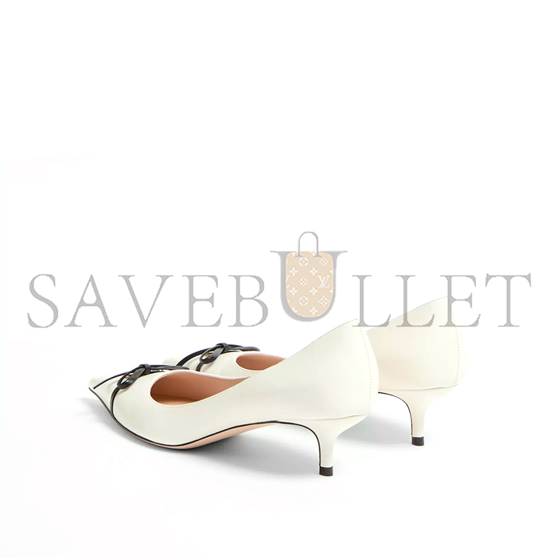 VALENTINO BEPOINTY PUMP IN PATENT LEATHER AND KIDSKIN 45MM 6W2S0LQ0DAL_A81