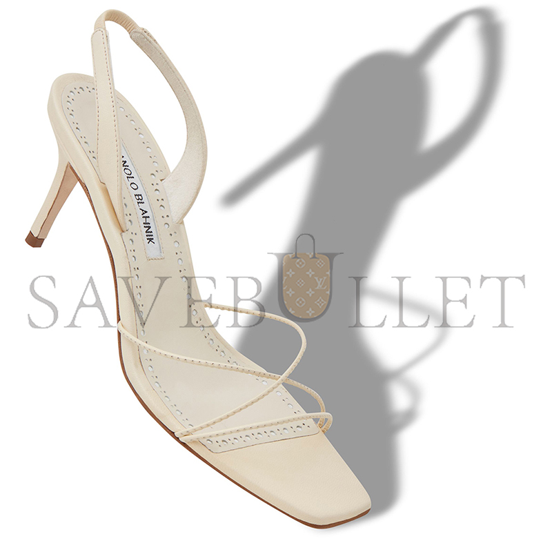 MANOLO BLAHNIK NINFEA CREAM NAPPA LEATHER SLINGBACK SANDALS 224-1684-0001
