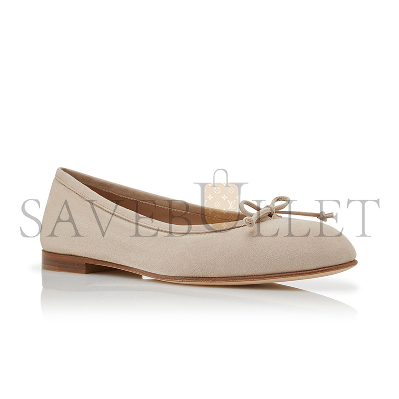 MANOLO BLAHNIK VERALLI LIGHT BEIGE SUEDE BALLERINA FLATS 223-1336-0012