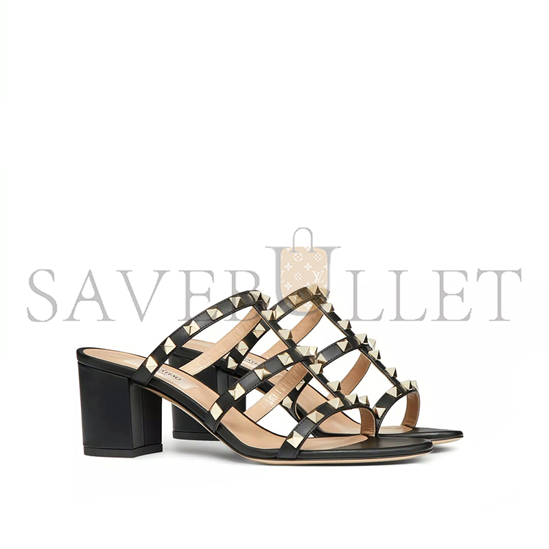 VALENTINO ROCKSTUD CALFSKIN LEATHER SLIDE SANDAL 60 MM 5W2S0C47VOD_0NO