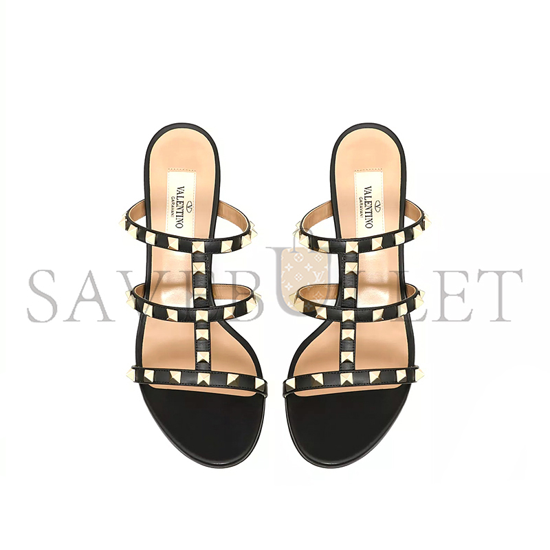 VALENTINO ROCKSTUD CALFSKIN LEATHER SLIDE SANDAL 60 MM 5W2S0C47VOD_0NO