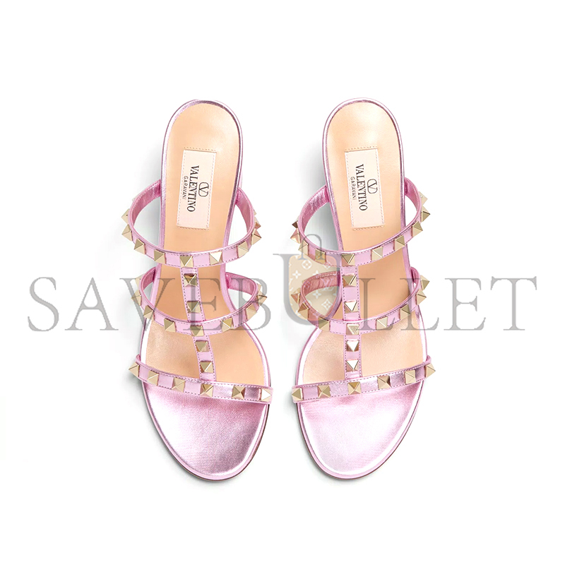 VALENTINO ROCKSTUD SLIDE SANDAL IN LAMINATED NAPPA 60MM 6W2S0C47QKH_GI1