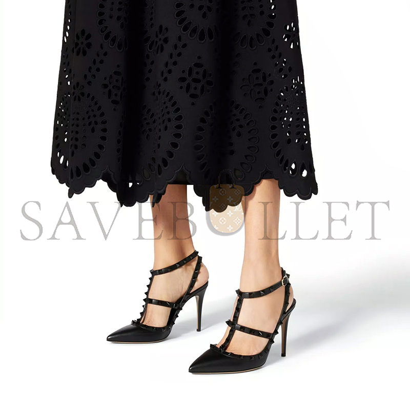 VALENTINO ROCKSTUD ANKLE STRAP PUMP WITH TONAL STUDS 100 MM 5W2S0393VB8_0NO