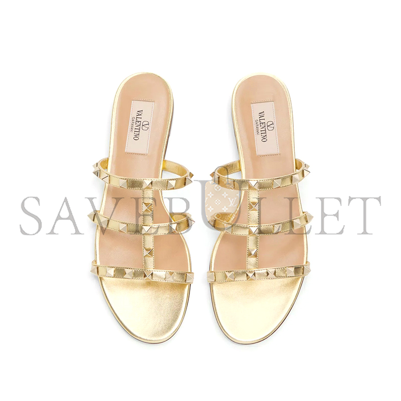 VALENTINO ROCKSTUD LAMINATED NAPPA SLIDE SANDAL 6W2S0C49QKH_I8M