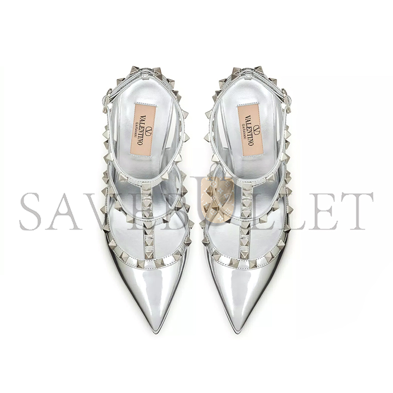 VALENTINO ROCKSTUD MIRROR-EFFECT PUMP WITH MATCHING STRAPS AND STUDS 100MM 3W2S0393WRP_S13