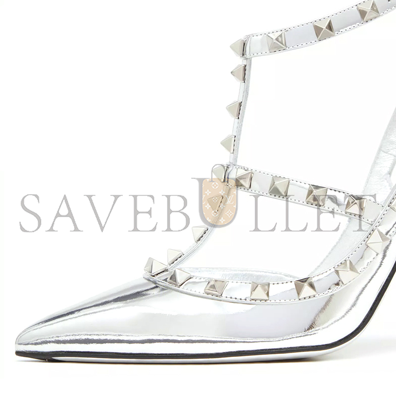VALENTINO ROCKSTUD MIRROR-EFFECT PUMP WITH MATCHING STRAPS AND STUDS 100MM 3W2S0393WRP_S13
