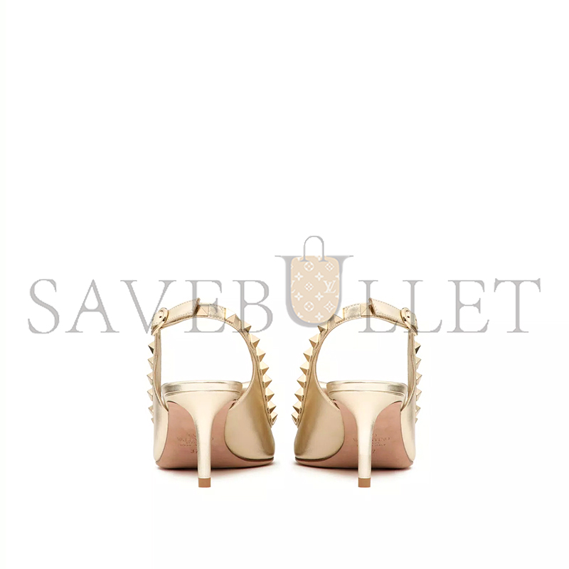 VALENTINO ROCKSTUD BOW SLINGBACK PUMPS IN LAMINATED NAPPA LEATHER AND 60MM TONE STUDS 5W2S0IB8VVP_R16