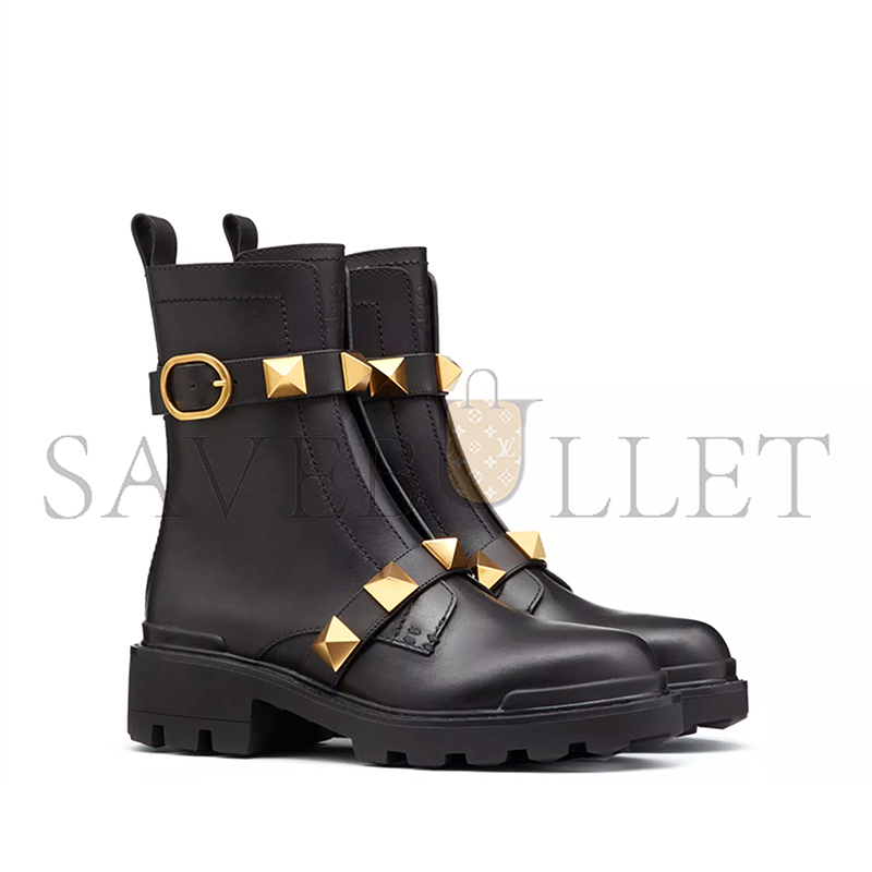 VALENTINO ROMAN STUD CALFSKIN COMBAT BOOT 40MM WW2S0CJ3NKD_0NO