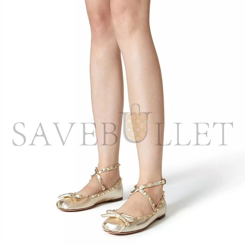 VALENTINO ROCKSTUD LAMINATED NAPPA LEATHER BALLERINA 4W2S0HB6JXH_R16