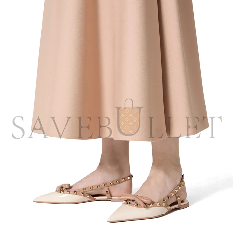 VALENTINO ROCKSTUD BOW SLINGBACK BALLERINAS IN PATENT LEATHER 5W2S0IQ2TZE_C34