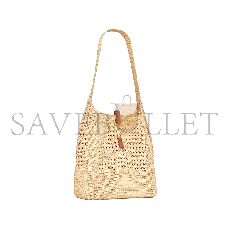 y*l le 5 À 7 S*pple in raffia crochet and smooth leather 690941gaaar2080 (37*30*14cm)