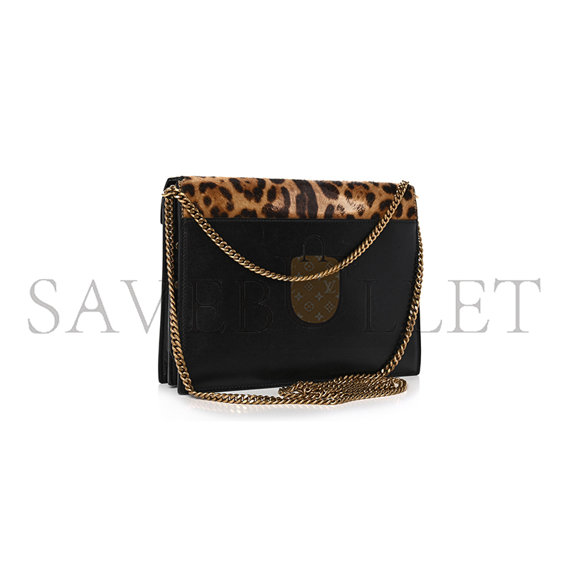 Y*L cassandra leopard print monogram clasp bag black 1166300 (22*16.5*5.5cm)