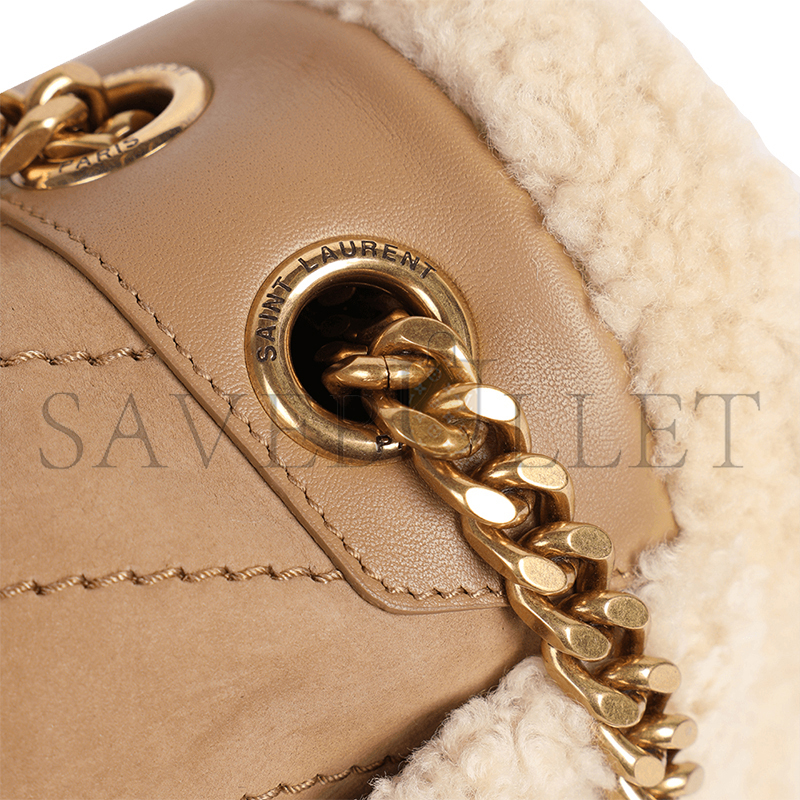 Y*L niki medium in shearling-trimmed nubuck 633187bto8w9276 (28*20*8.5cm)