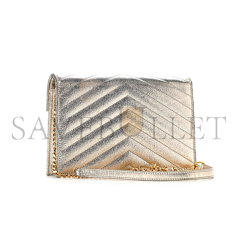 Y*L cassandre envelope chain wallet in grain de poudre embossed leather metallic 3939531032299 (19*12.5*3.5cm)