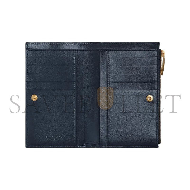 b0tt*ga Ven*ta medium intrecciato bi-fold zip wallet 667468vcpp28837 (14.5*9.3*2cm)
