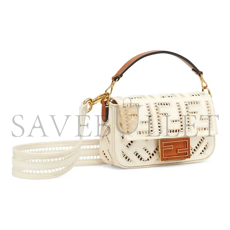 F**di baguette ff hollow embroidery mini shoulder crossbody bag 8bs017af2vf1dsv (21*10*5cm)