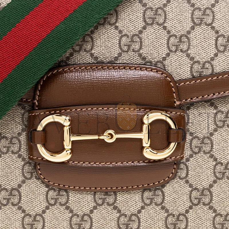 G*u*i horsebit 1955 canvas with leather shoulder bag 700457 (30*21*7.5cm)