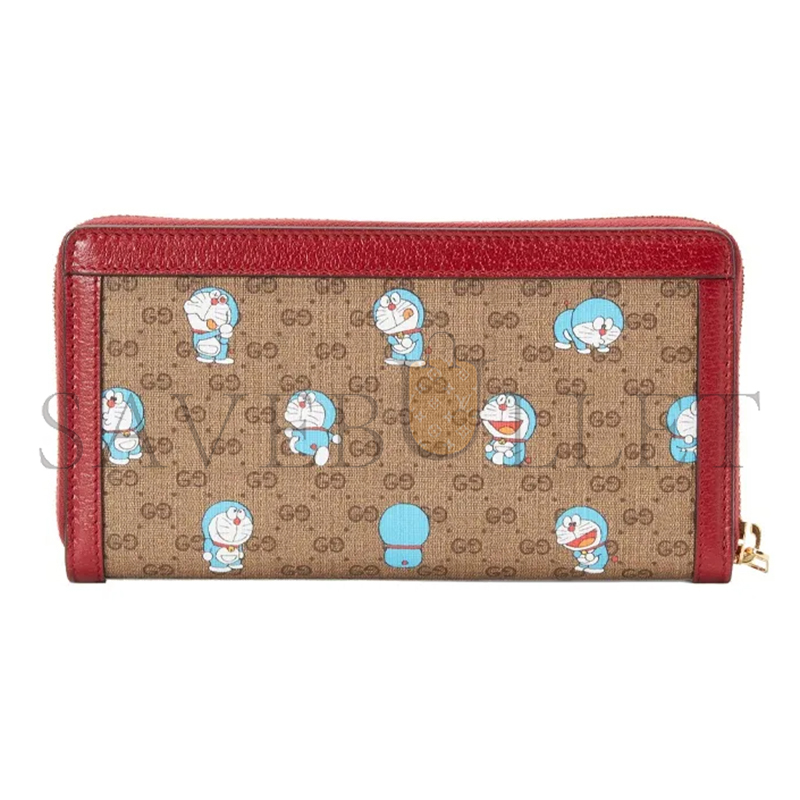 Gvc*1 doraemon collaboration canvas with leather long zip closure wallet 647787 (19*10.5*2cm)