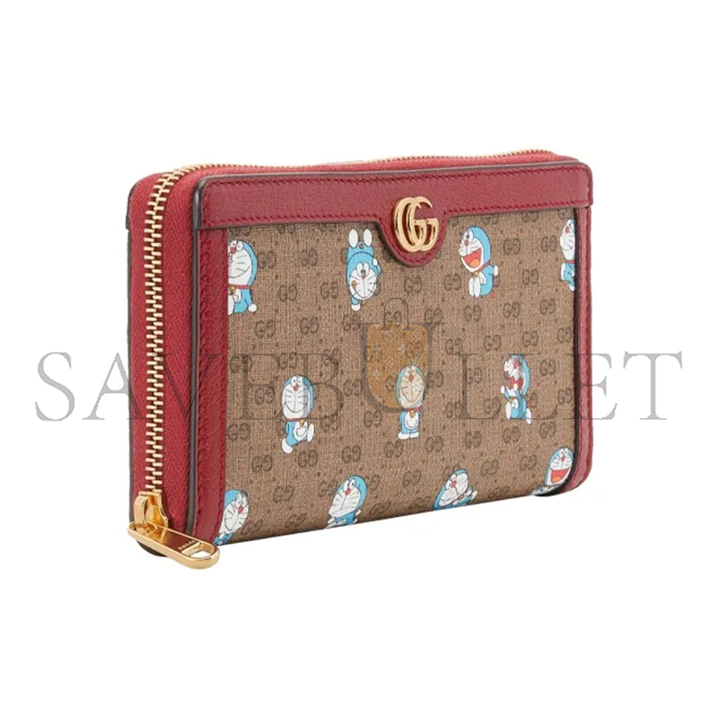 Gvc*1 doraemon collaboration canvas with leather long zip closure wallet 647787 (19*10.5*2cm)