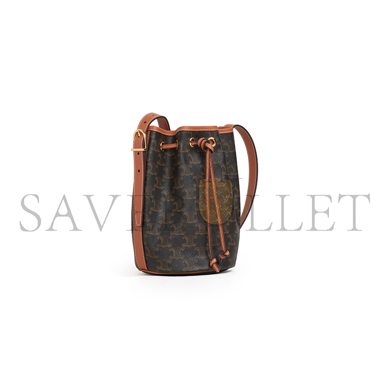 Ce**e small drawstring bag in triomphe canvas and calfskin 191142bzj.04lu (21*14*14cm)