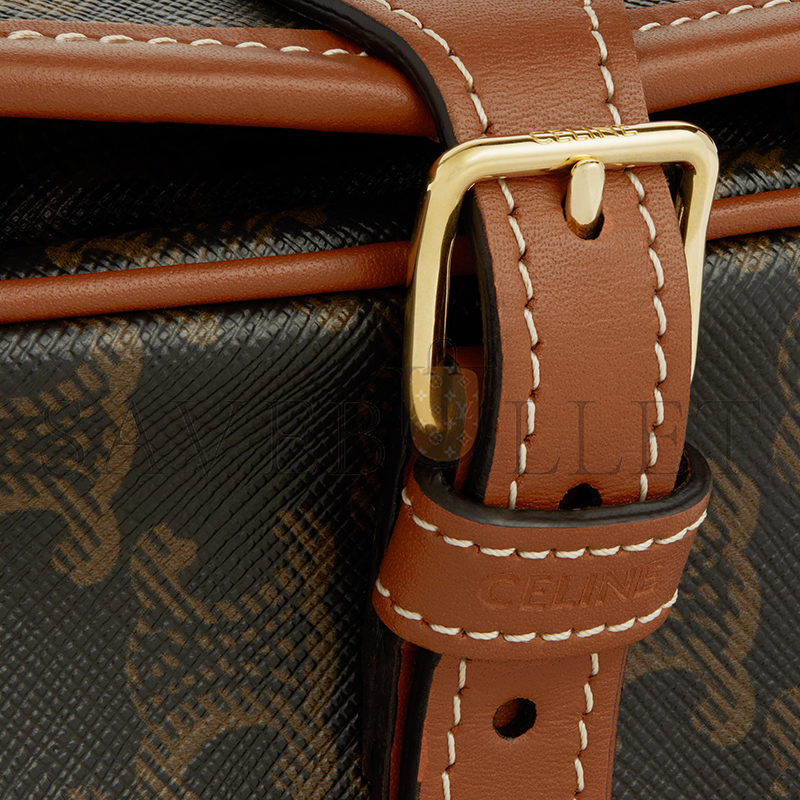 Ce**e medium folco bag in triomphe canvas and calfskin 191502bzj.04lu (18*17*6.5cm)