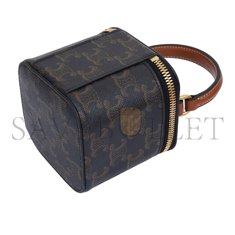 Ce**e mini vanity case in triomphe canvas and calfskin 100766 (9.5*9*9cm)