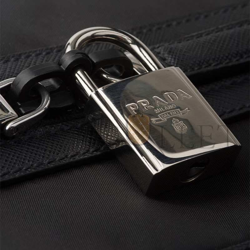 Pra*a re-nylon and saffiano leather duffel bag 2vc014 (45*27*23cm)