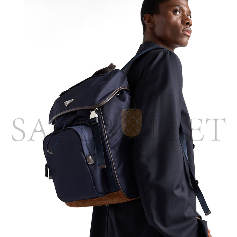 Pra*a re-nylon and leather backpack 2vz135 (45*27*17cm)