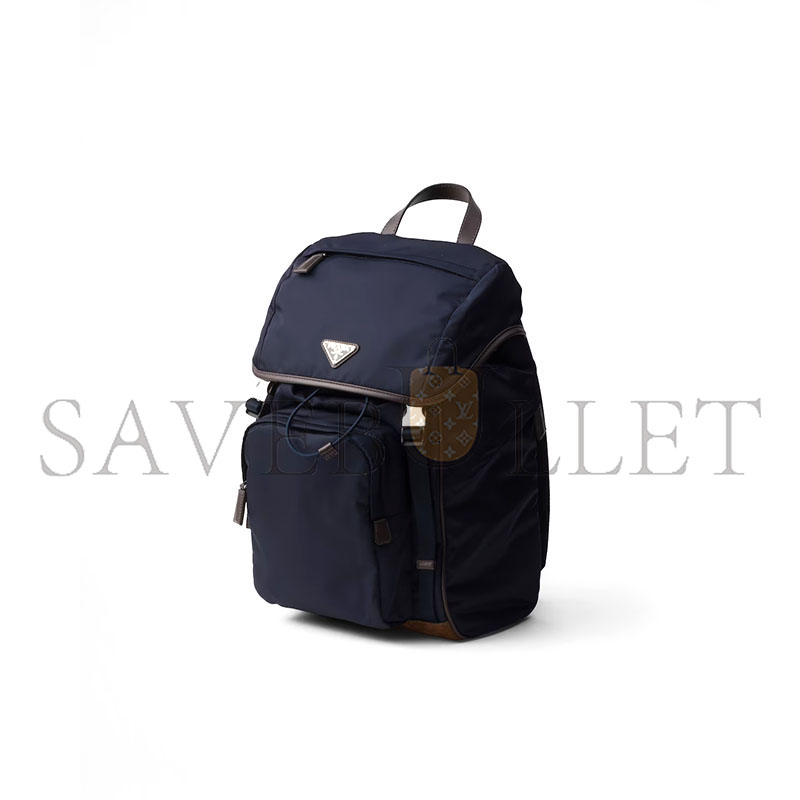 Pra*a re-nylon and leather backpack 2vz135 (45*27*17cm)