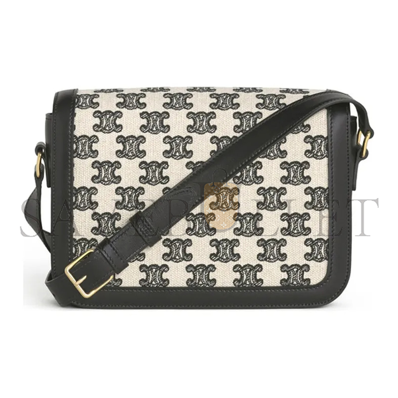 Ce**e medium classique triomphe bag in fabric and calfskin 191242dba.38no (22.5*16.5*7.5cm)