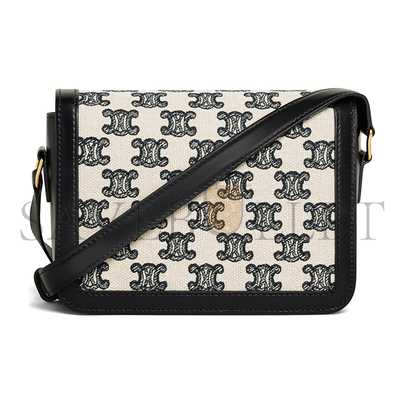 Ce**e small classique triomphe bag in fabric and calfskin 188882dba.38no (18.5*14*6cm)