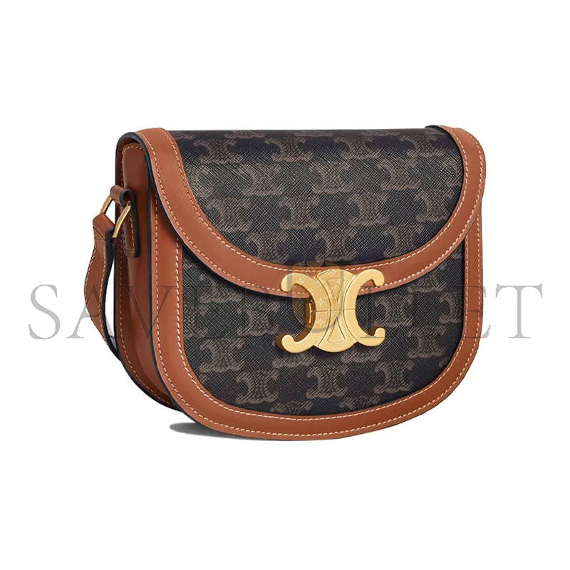 Ce**e shoulder bag in teen besace triomphe printed cowhide leather 110962bz4.04lu (18.5*16*6cm)