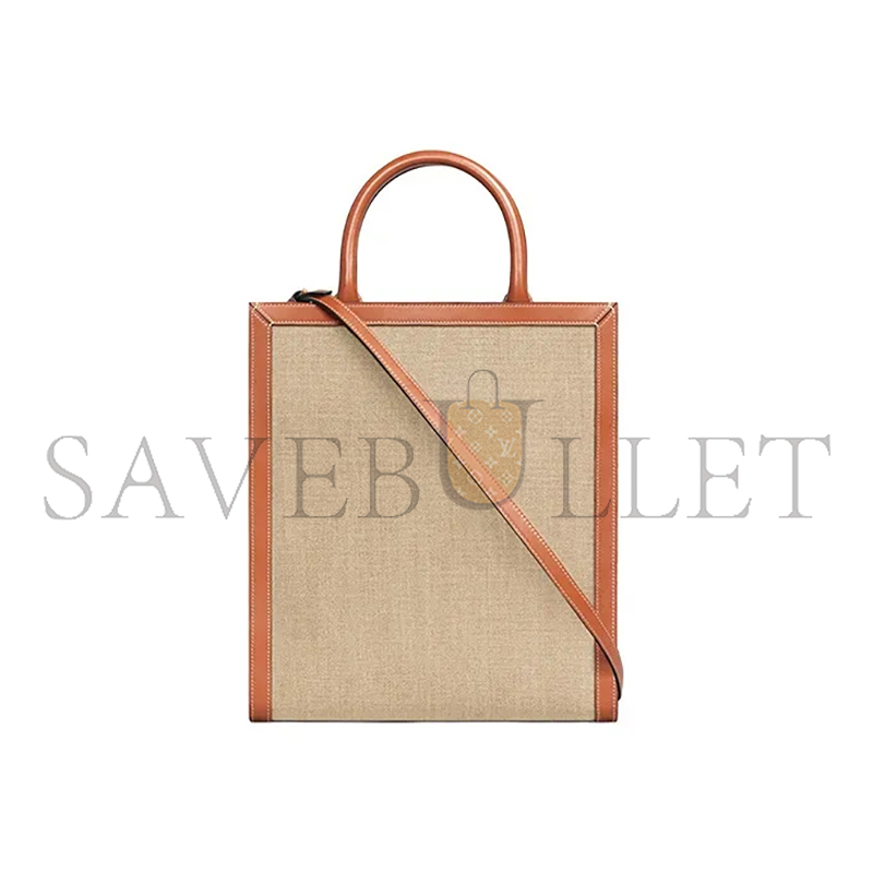 Ce**e small tote in cabas sulky printed fabric and cowhide leather 192082dft.02nt (32*29*8cm)