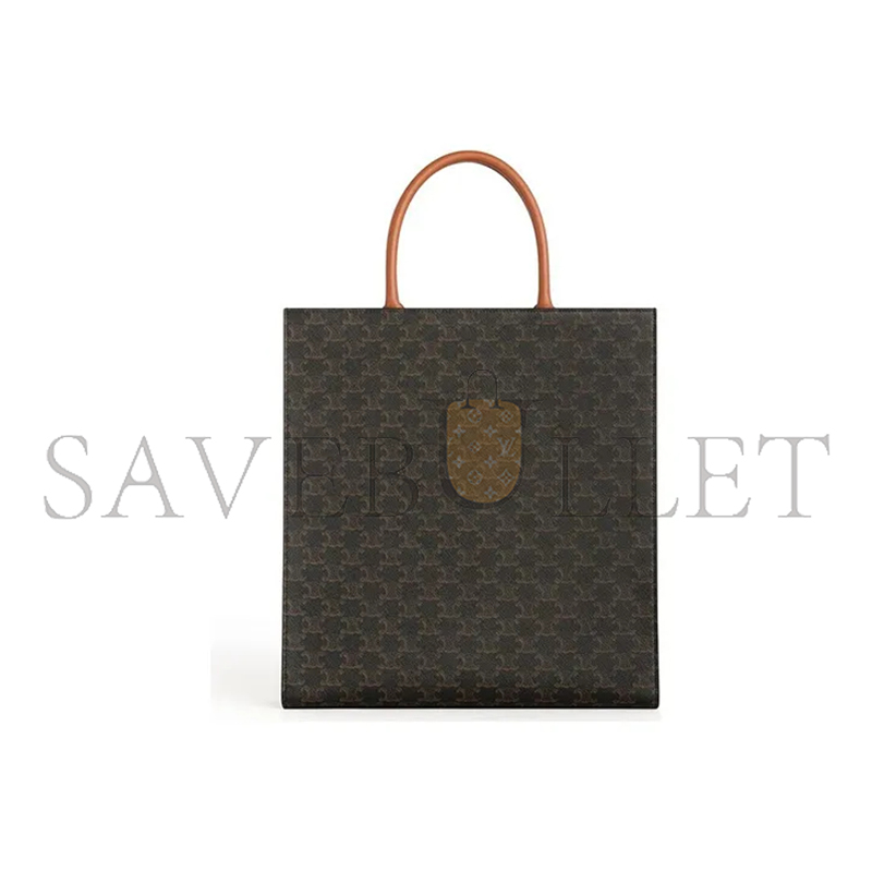 Ce**e tote in cabas sulky printed fabric and cowhide leather 190402bzk.04lu (39.5*37*9cm)