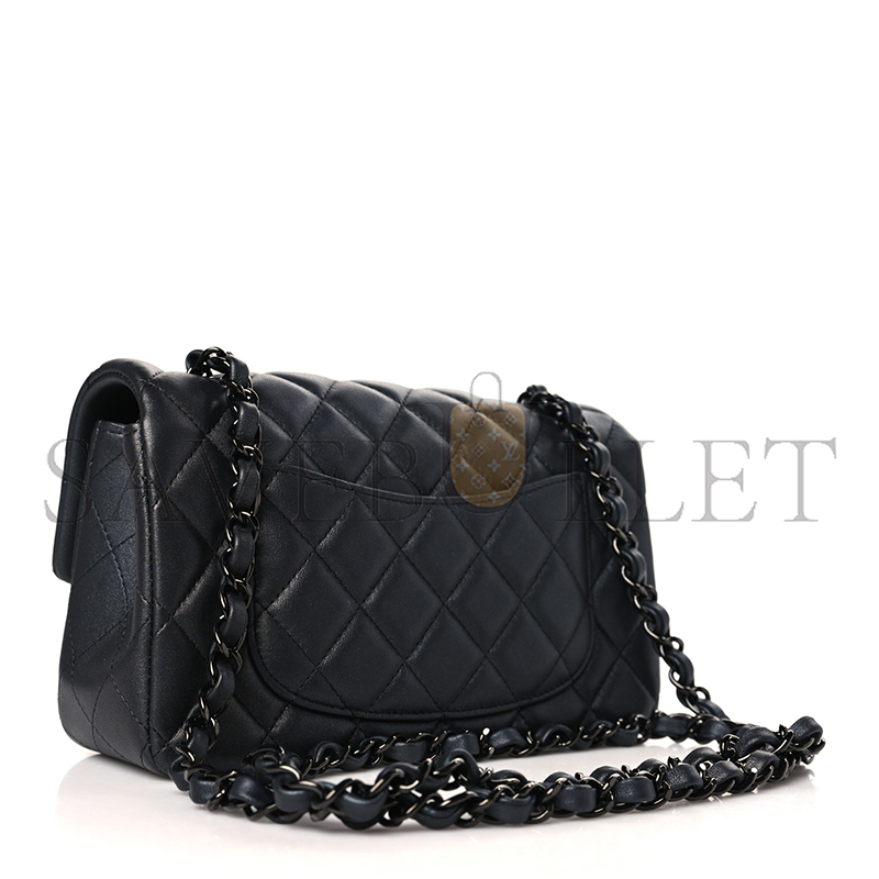 Ch*el master lambskin quilted mini rectangular flap so black 1312602 (20*12*6cm)