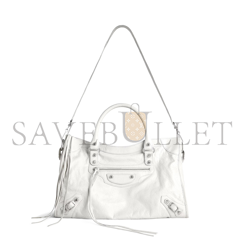 Ba*len*cia*ga le city bag medium in optic white 7977862aa9s9104 (37*23.4*14.9cm)