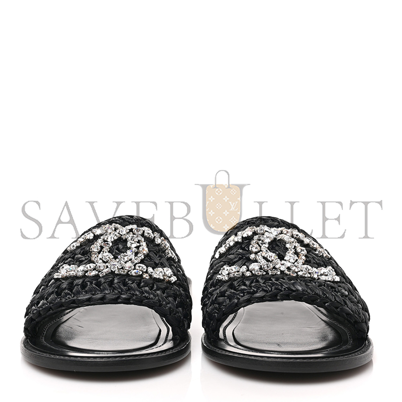 Ch*el raffia crystal cc mules sandals 1319546