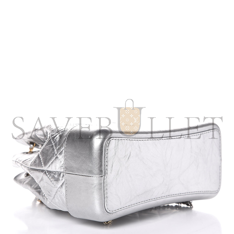 Ch*el master metallic crumpled calfskin quilted gabrielle backpack silver 315752 (27*24*11cm)