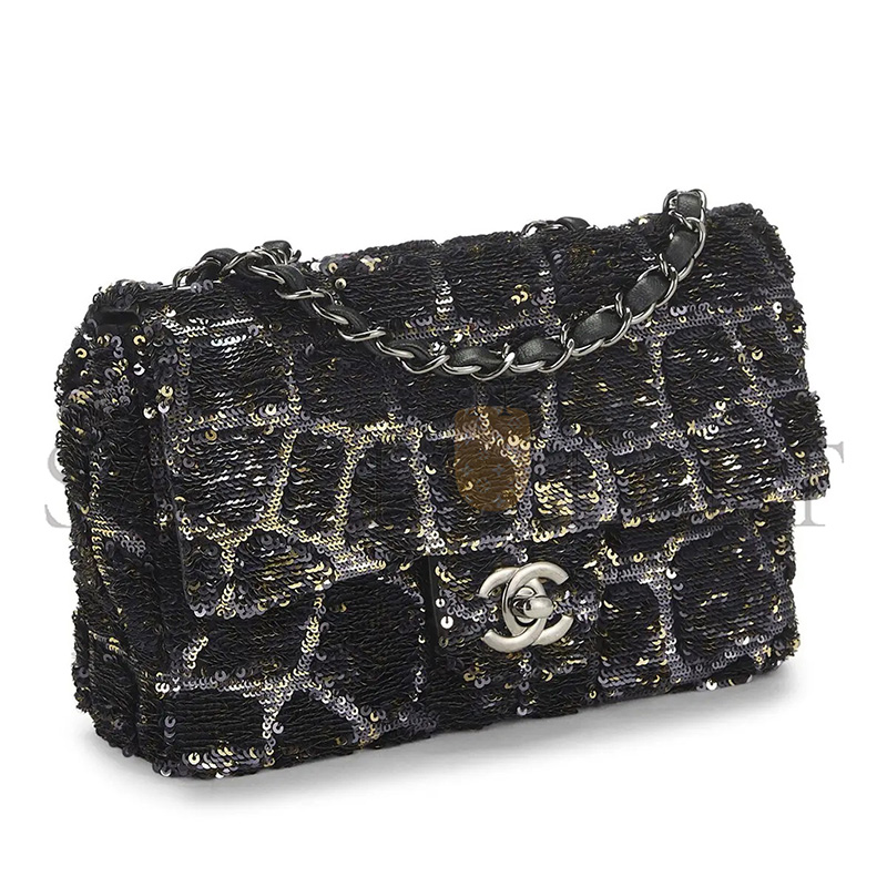 Ch*el sequin half flap small 382461 (20*13*7cm)