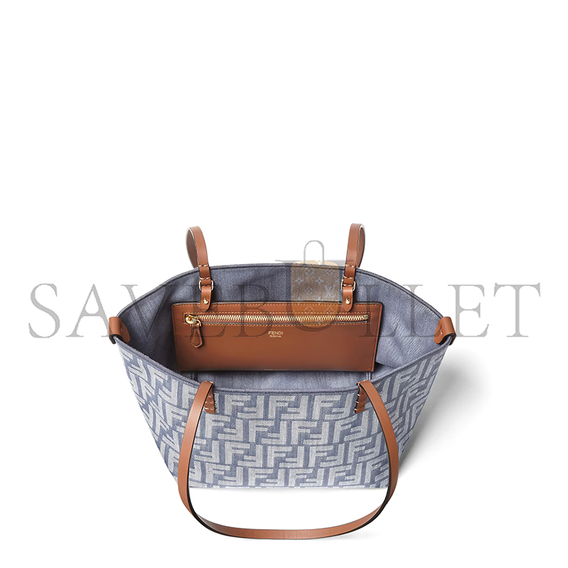f**di small roll blue De*1m-effect ff jacquard reversible shopper 8bh424aut4f1sxq (23*19.5*15cm)