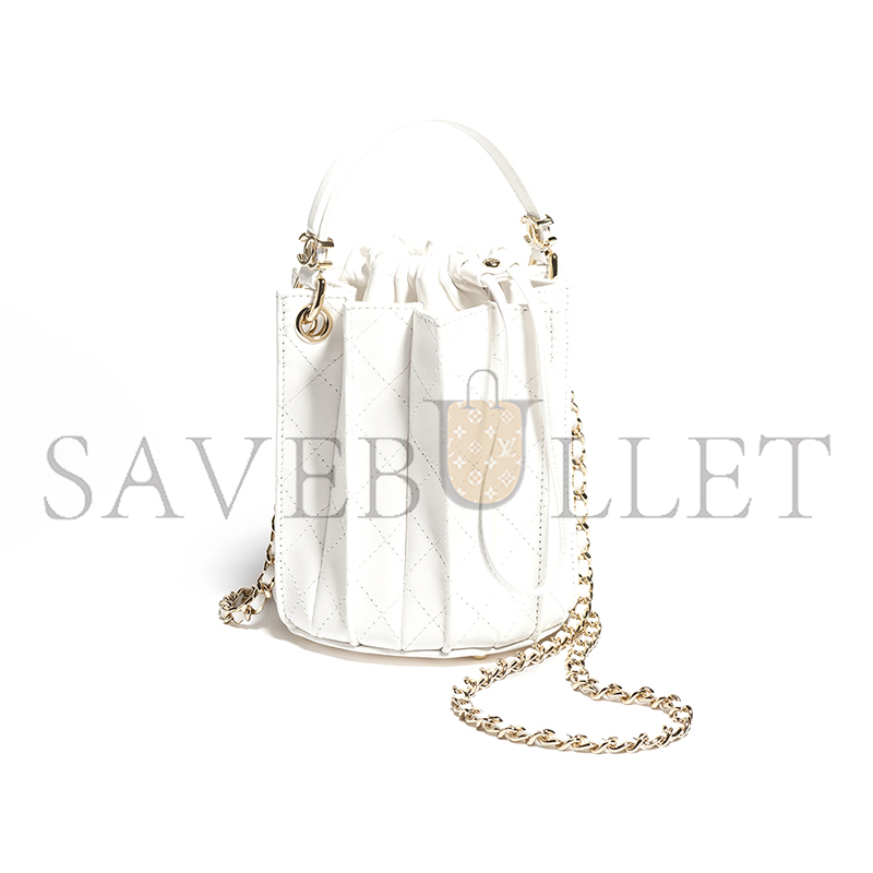 Ch**el mini bucket bag lambskin white as5486 (15.2*14*14cm)