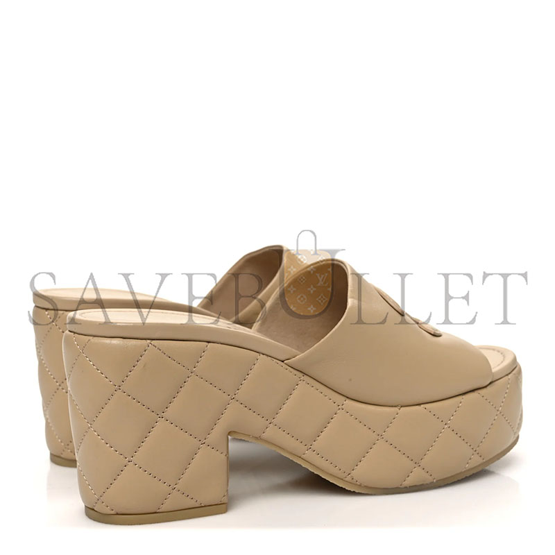 Ch**el LAMBSKIN QUILTED CC PLATFORM MULES
