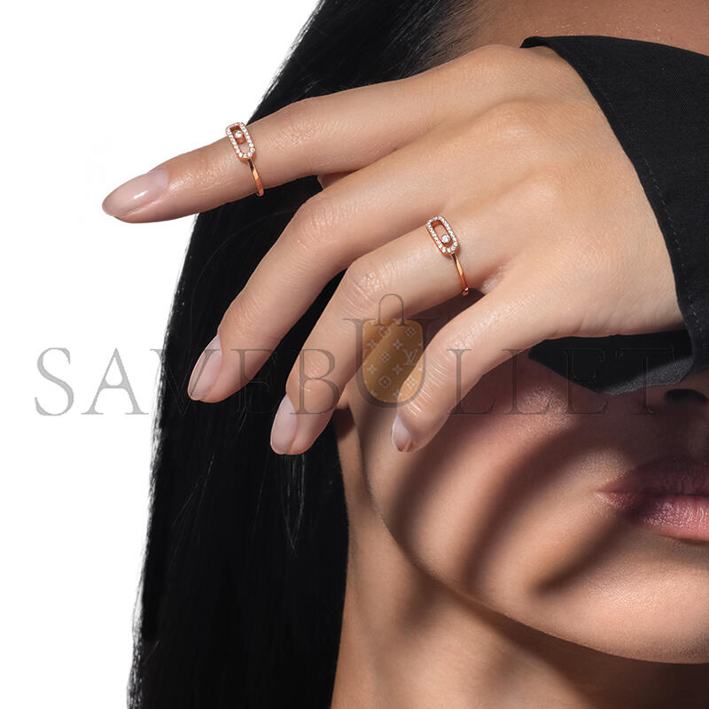 Mes1kaa move uno half pavÉ ring pink gold d1am0nd ring 04705-pg