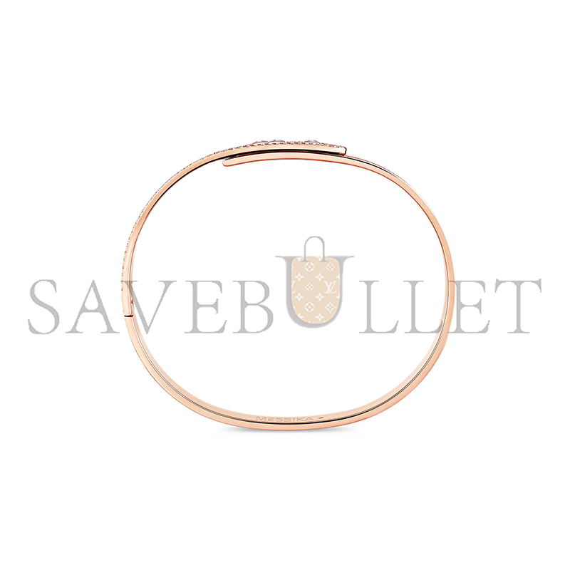 Mes1kaa move noa ciselÉ half pavÉ bangle pink gold d1am0nd bracelet 14501-pg