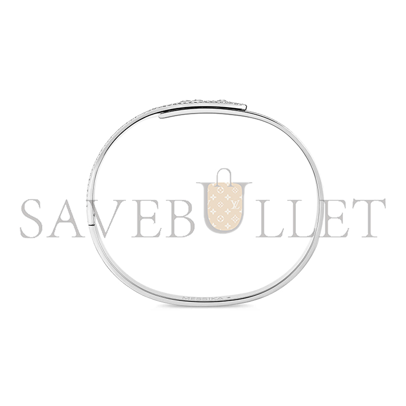 Mes1kaa move noa ciselÉ half pavÉ bangle white gold d1am0nd bracelet 14501-wg