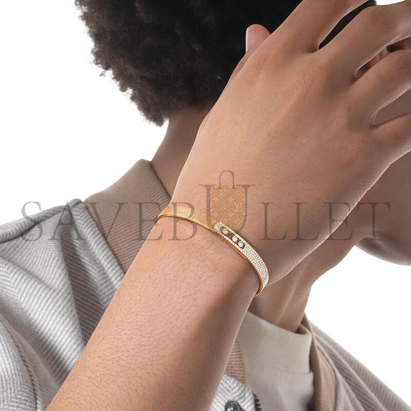 Mes1kaa move noa ciselÉ half pavÉ bangle yellow gold d1am0nd bracelet 14501-yg