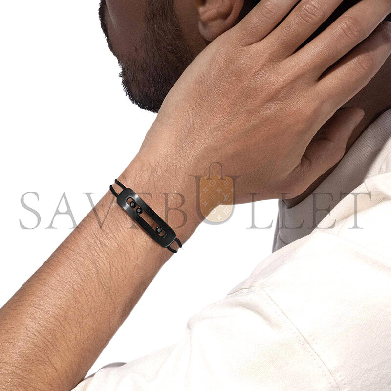 Mes1kaa move titanium cord bracelet large black titanium d1am0nd bracelet 12534-tb