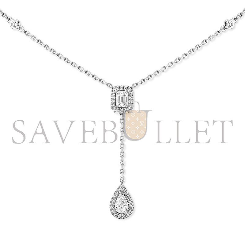 Mes1kaa my twin tie necklace 2x 0.10ct white gold d1am0nd necklace 06693-wg